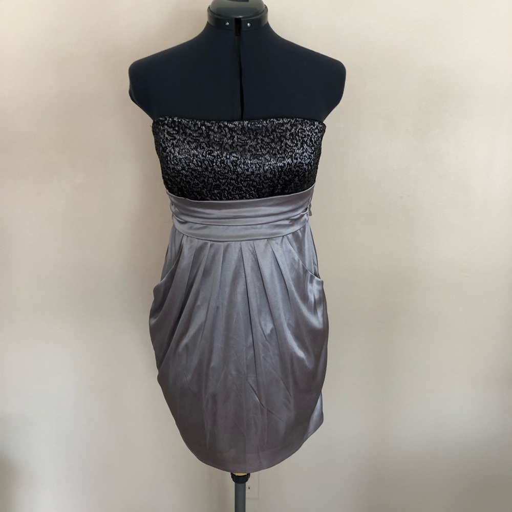 Black and Silver strapless mini dress, JR’s SZ 9